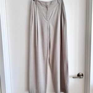 Loeuvre | Elegant Gray Wide-Leg Trousers